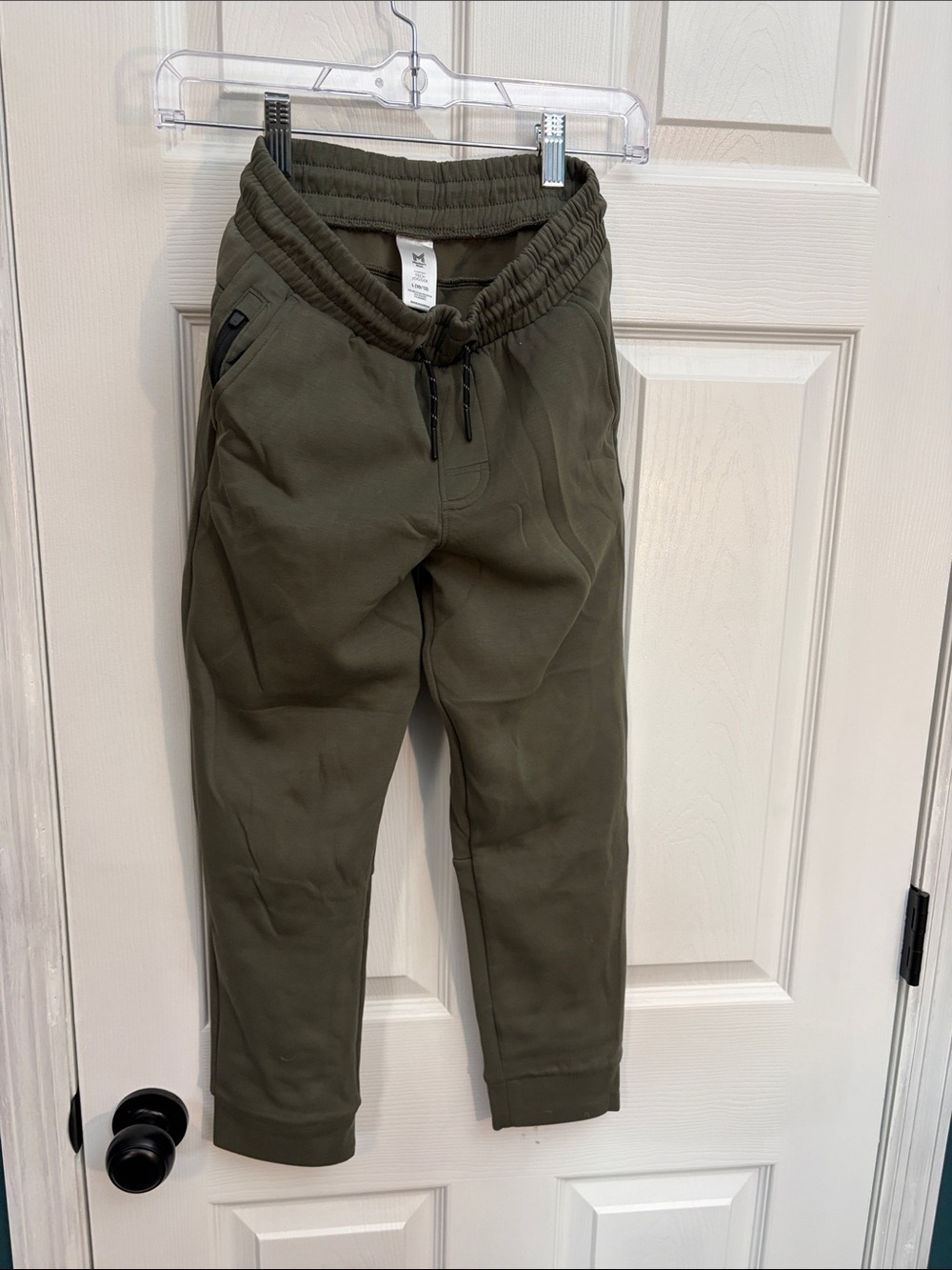 Kids Olive Drawstring Joggers with Pockets